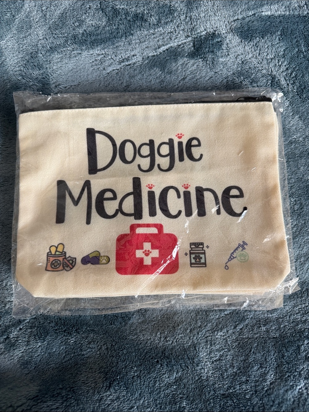 Doggie Medicine Pouch - Cream with Red Medical Graphic